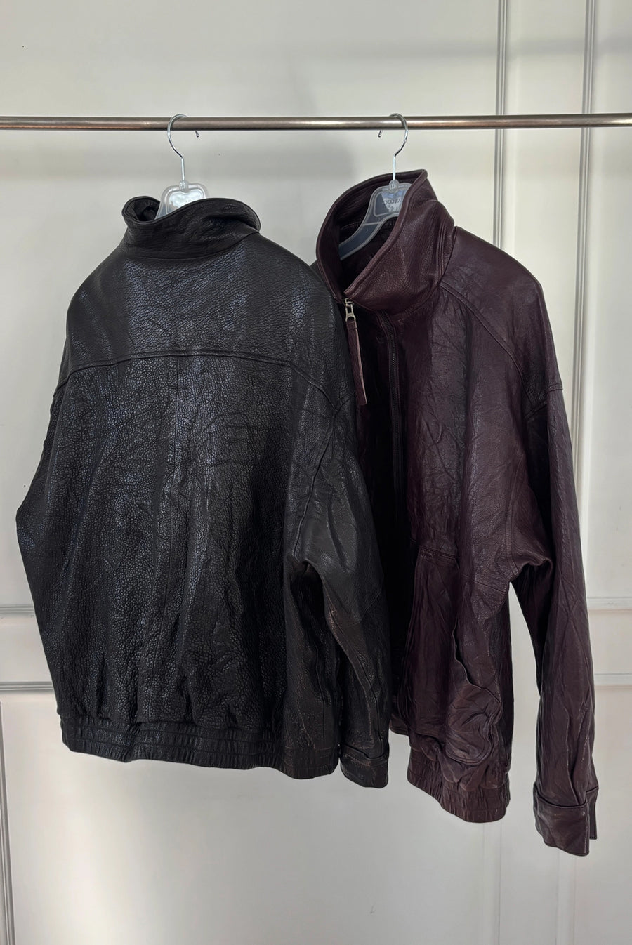 Lambskin Leather Wrinkle Jacket - Burgundy