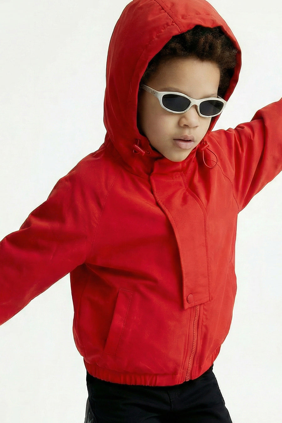 Kids - Hooded Windbreaker - Red