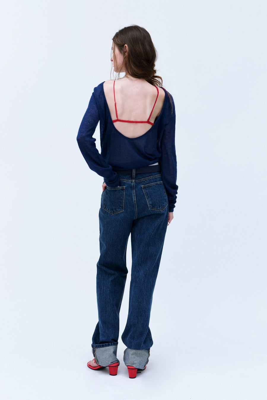 Roll-Up Straight Jeans - Denim