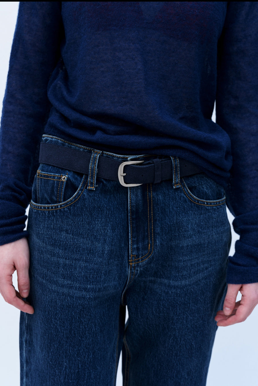 Roll-Up Straight Jeans - Denim