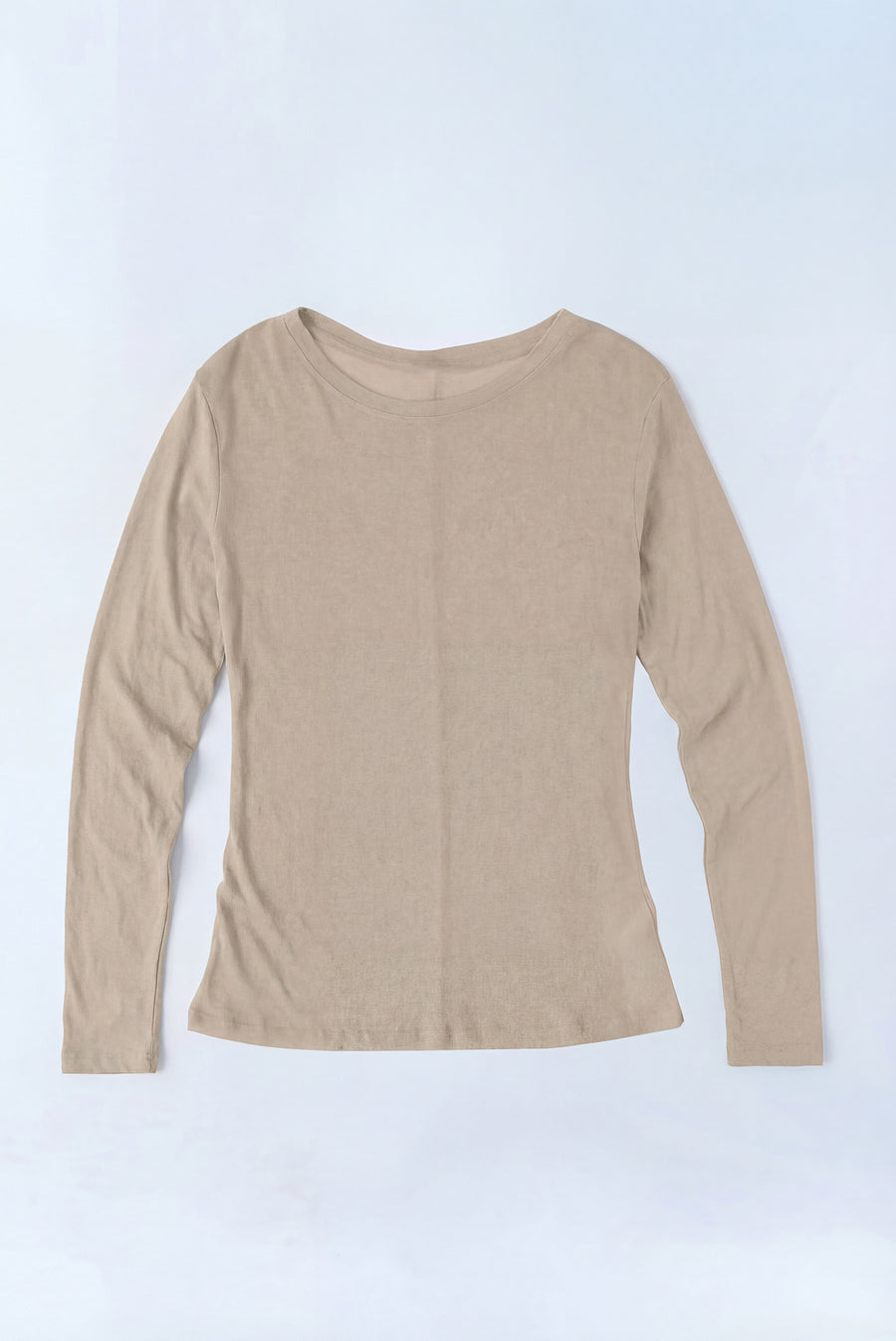 Sheer Long Sleeve T-Shirt - Beige