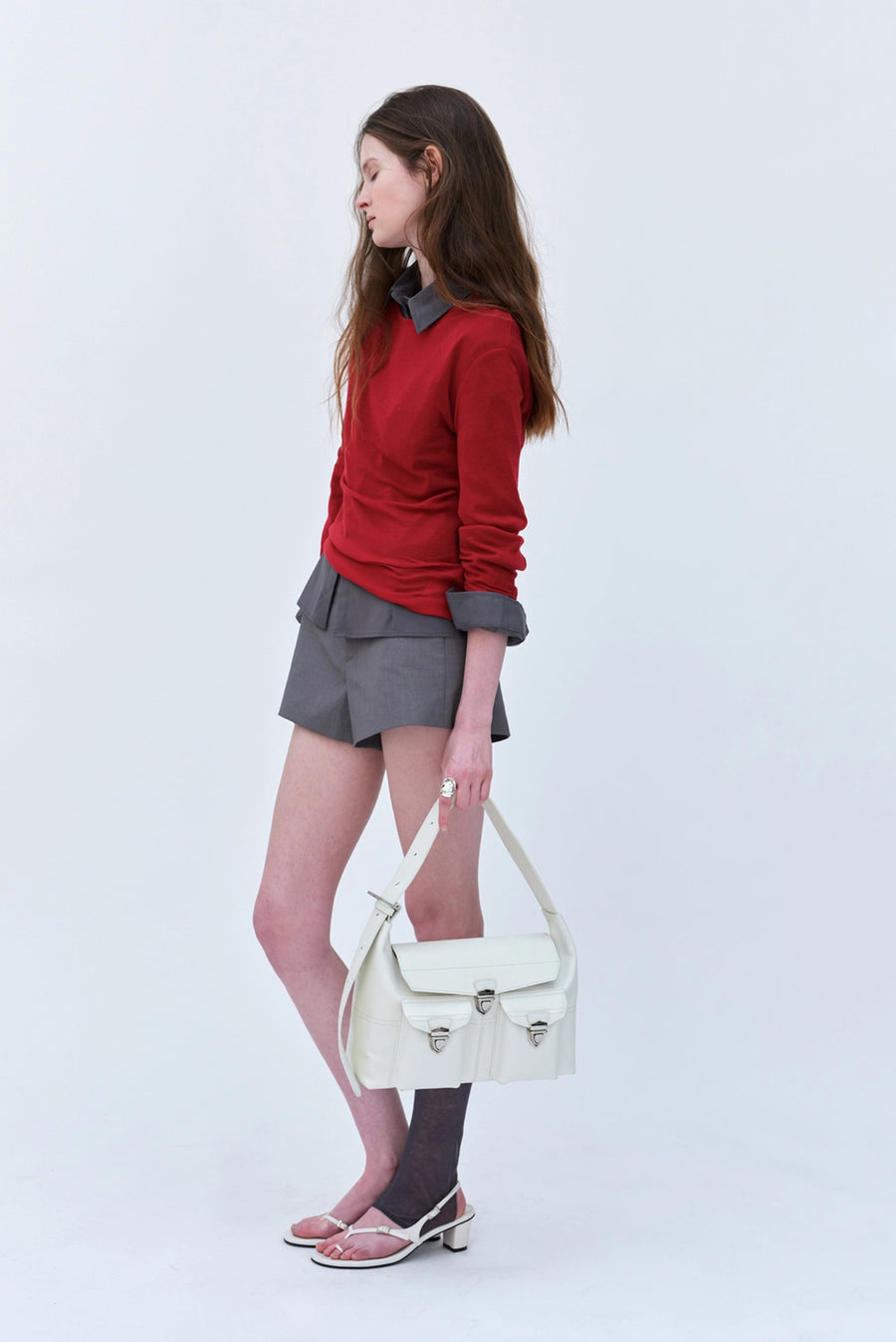 Sheer Long Sleeve T-Shirt - Red