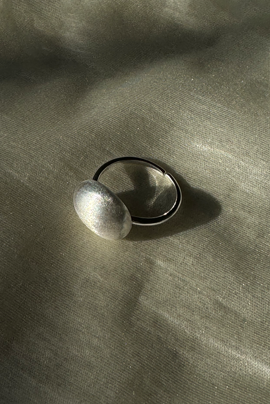 Brushed Silver Pebble Ring