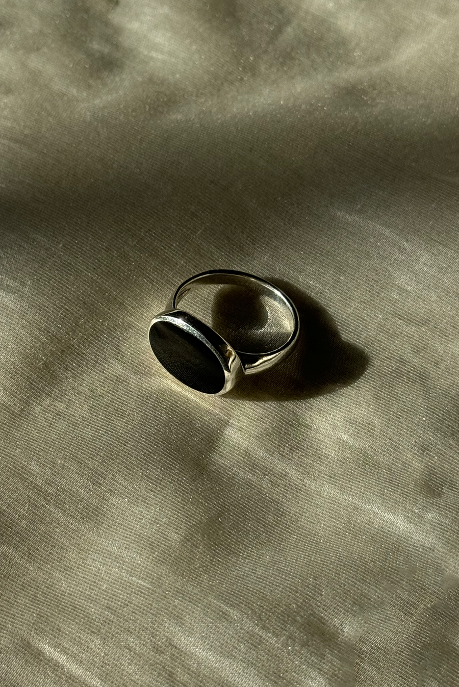 Black Flat Stone Signet Ring