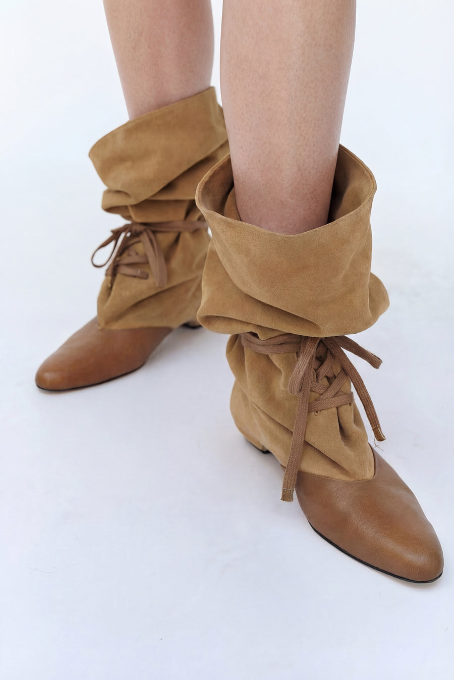 Slouch Suede Boots - Khaki