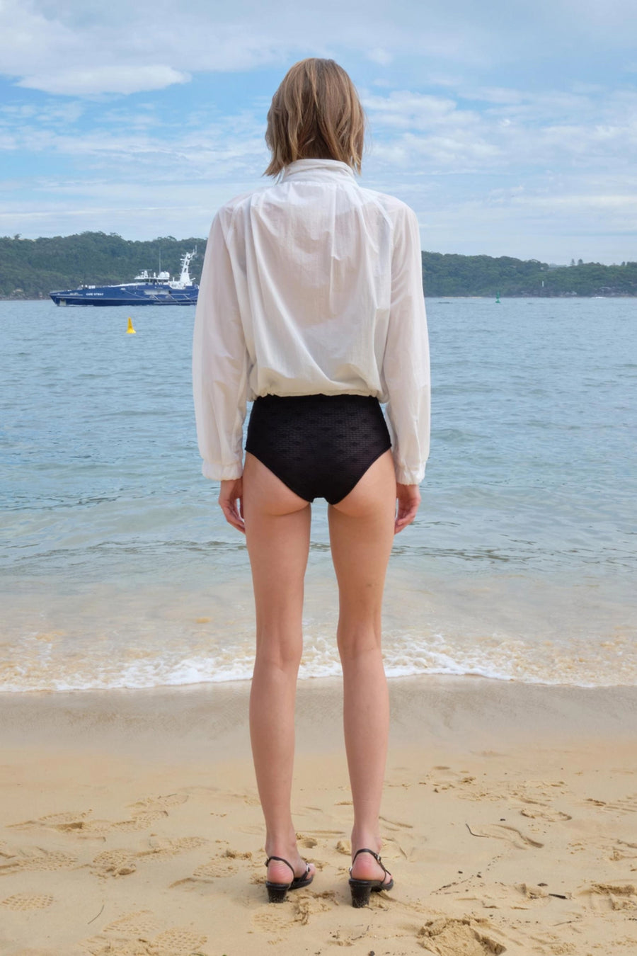 Sheer Wire-Neck Nylon Jacket - Ivory