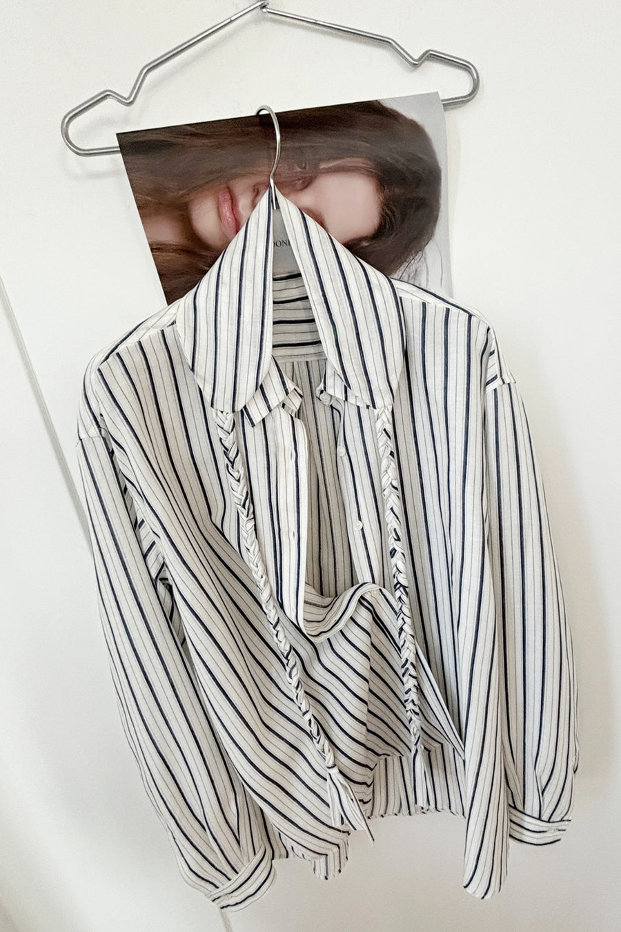 Relaxed Striped Longline Shirt - Ivory