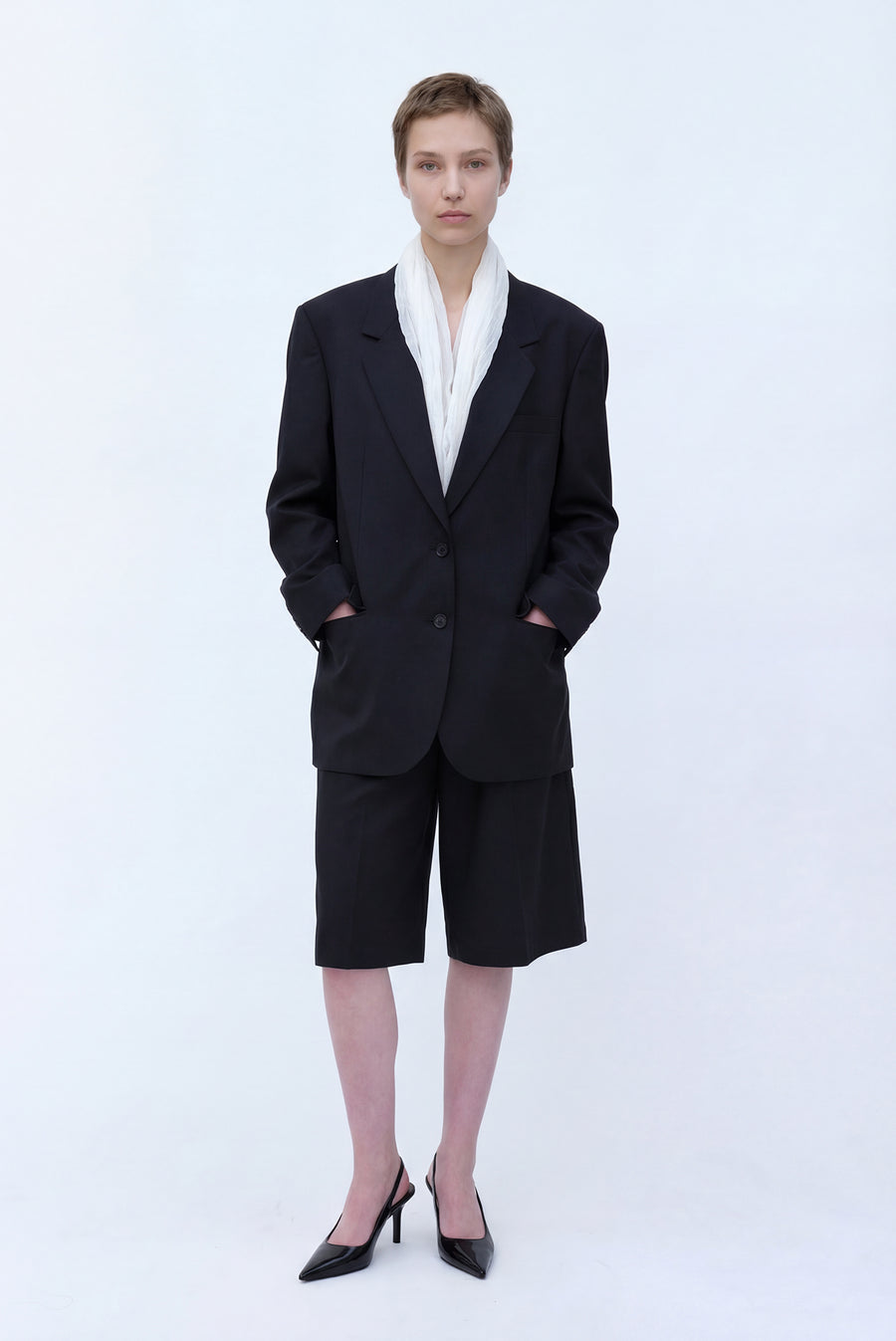Tailored Wool Single-Breasted Jacket - Charcoal
