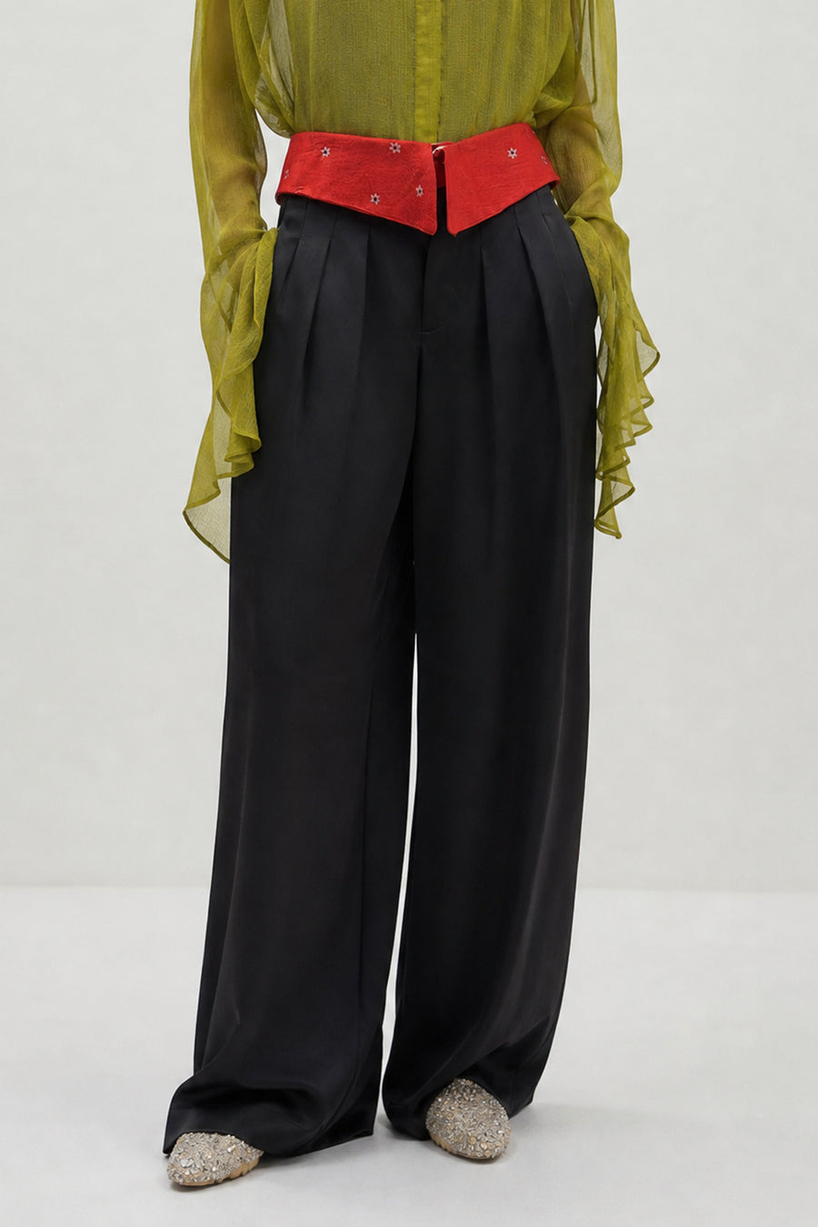 Tigra Tigra - Foldover Kasab Silk Mashroo Trouser Pant