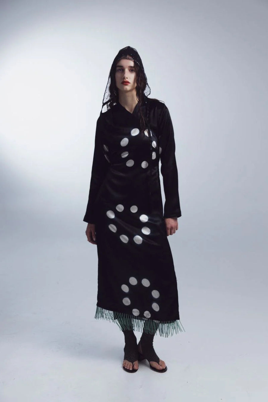 Tigra Tigra - Moon Dye Silk Mashroo Wrap Dress with Beaded Fringe