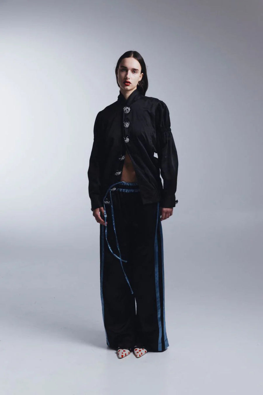 Tigra Tigra - Striped Silk Mashroo Boxing Pant - Black