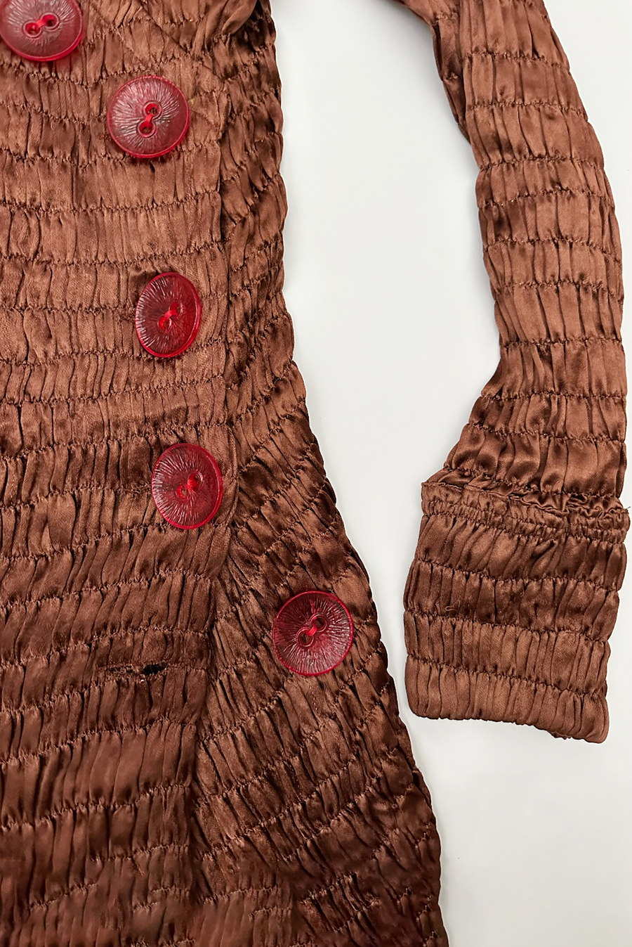 Tigra Tigra - Gathered Giant Button Dress - Chocolate