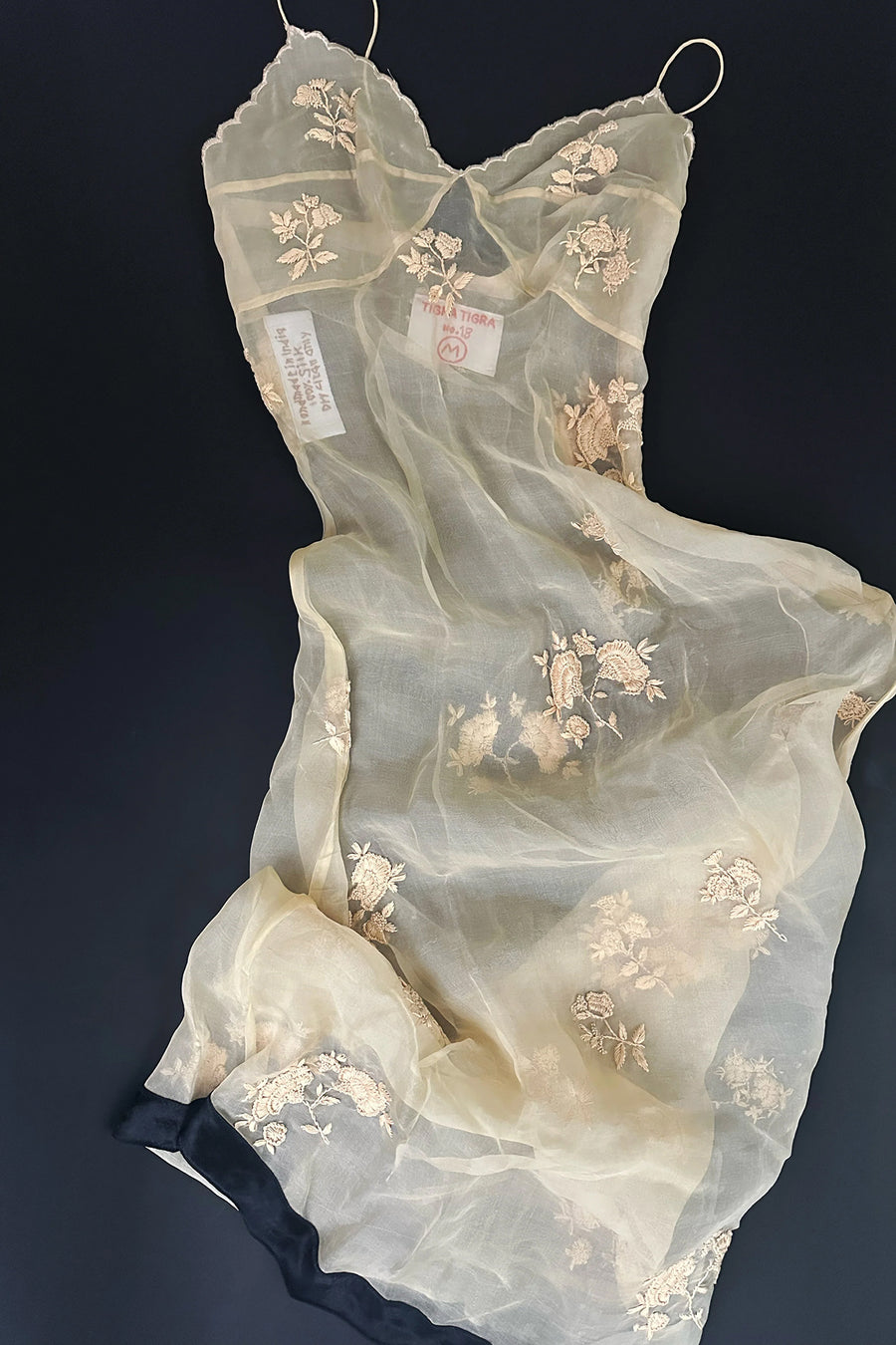 Tigra Tigra - Sheer Silk Chanderi Nighttime Dress with Hand-Embroidery