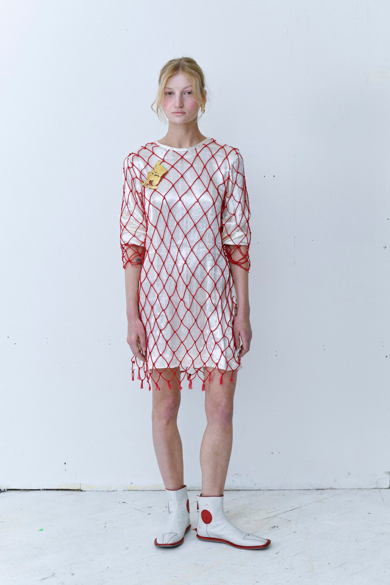 red and white silk dress White silk crpe dress with a dramatic ombr mermaid tail in rippling silk organza