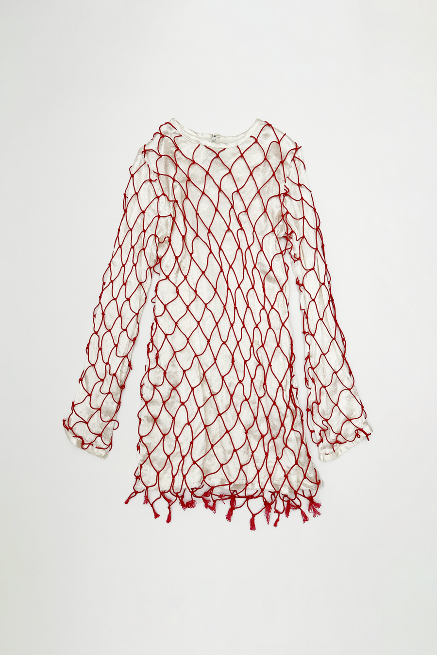 Tigra Tigra - Silk Mashroo Net Mini Dress - White / Red
