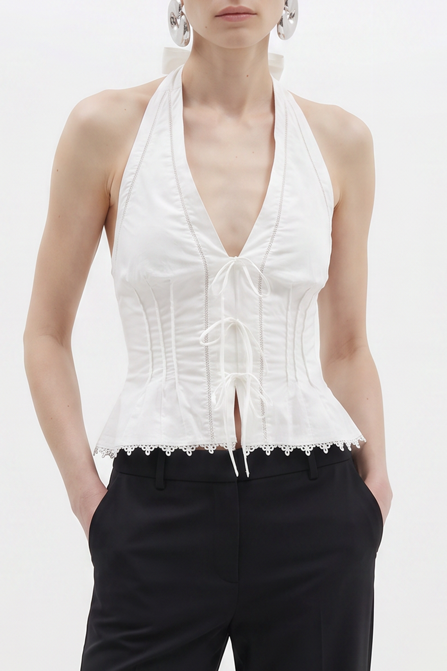 Lace-Up Corset Halter Top