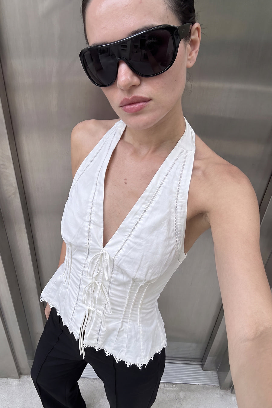 Lace-Up Corset Halter Top