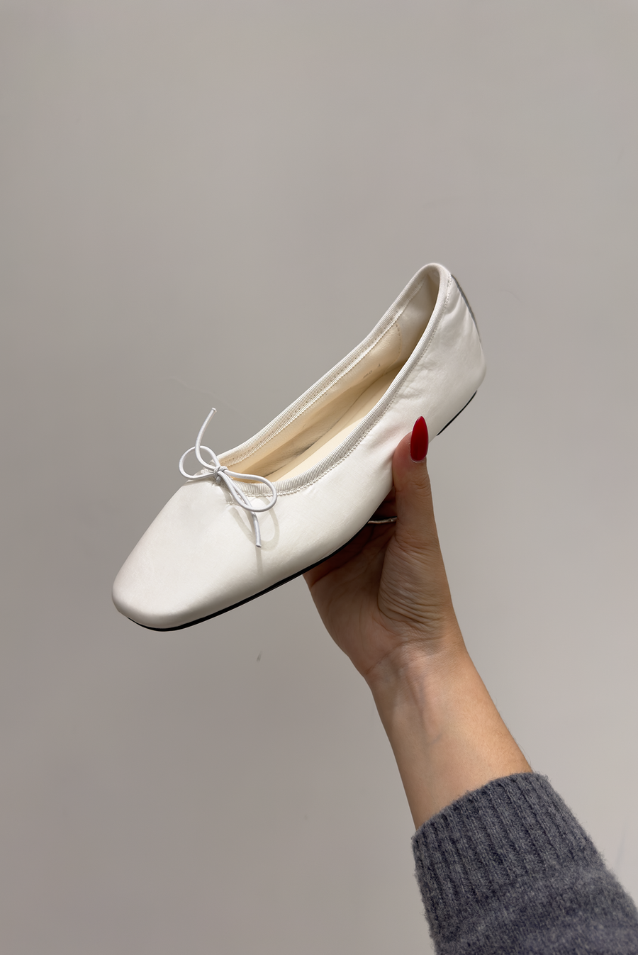 Reflective Padded Ballet Flats - White
