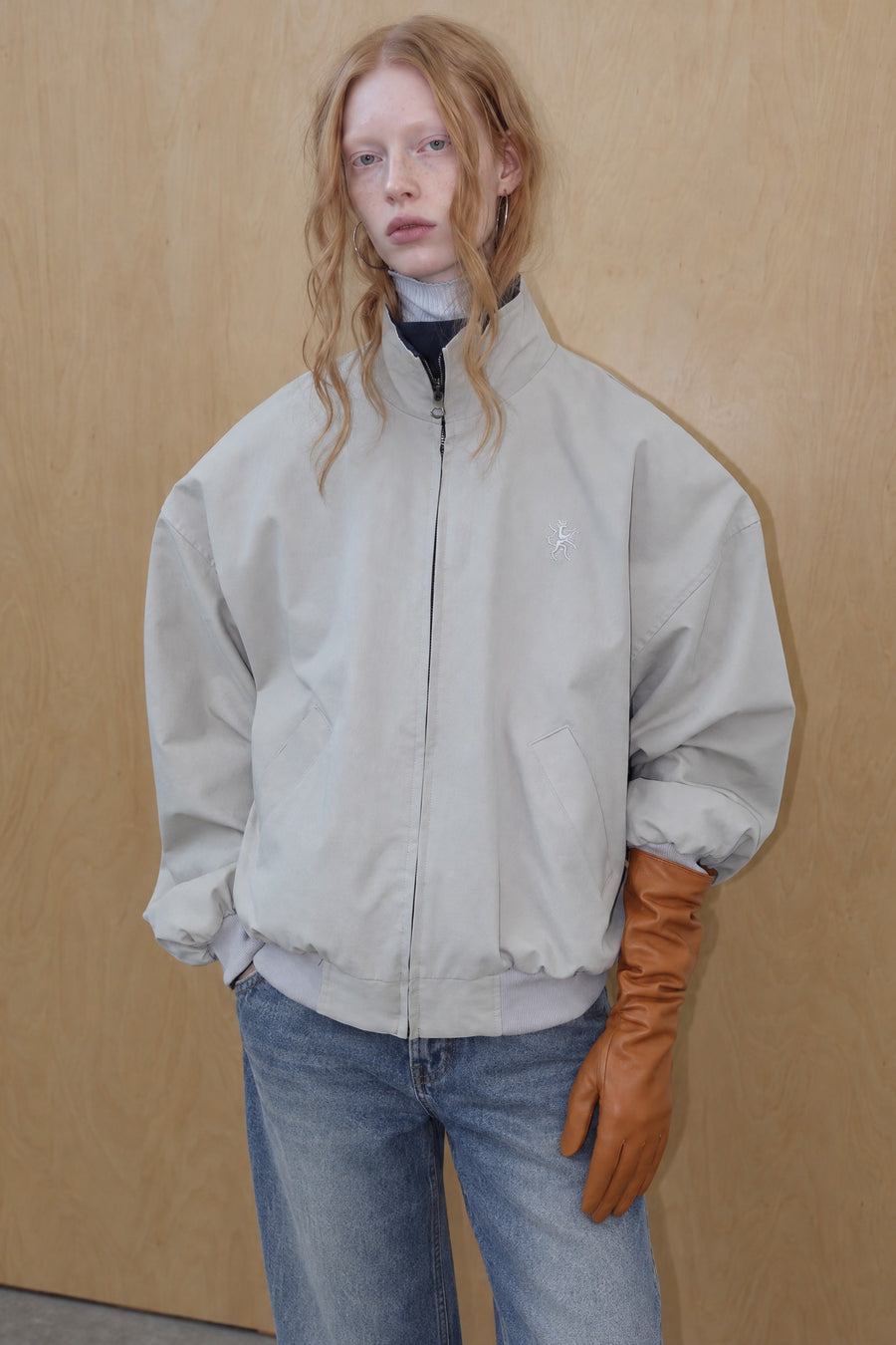 Reversible Oversized Stand Collar Bomber Jacket