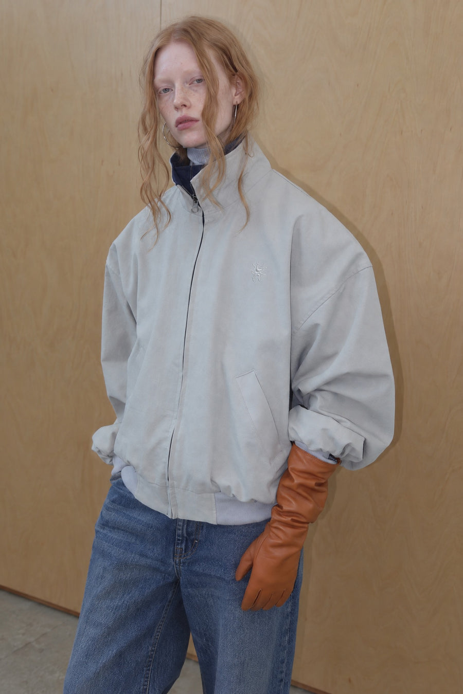 Reversible Oversized Stand Collar Bomber Jacket