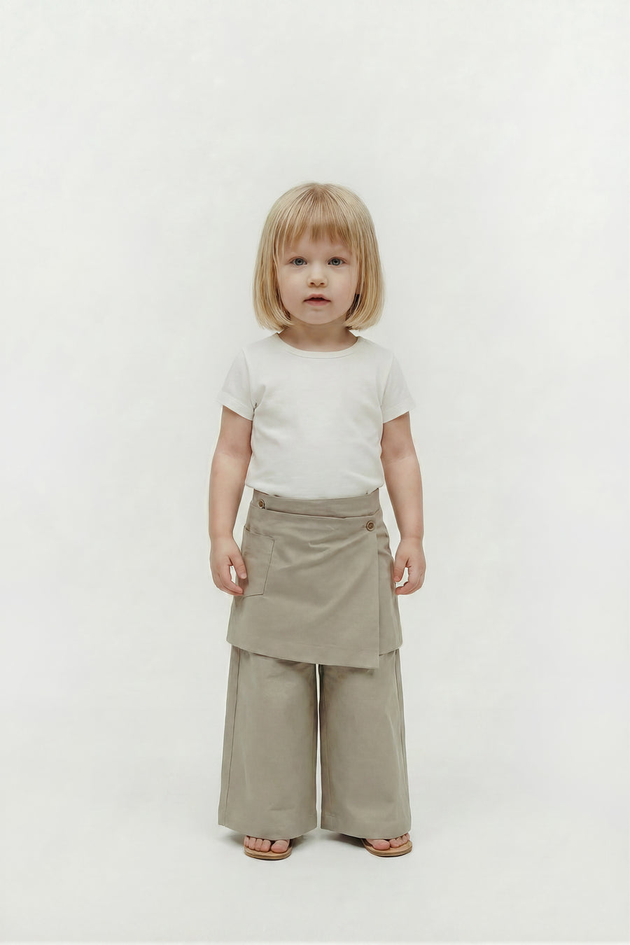 Kids - Layered Wrap Waist Pant - Khaki