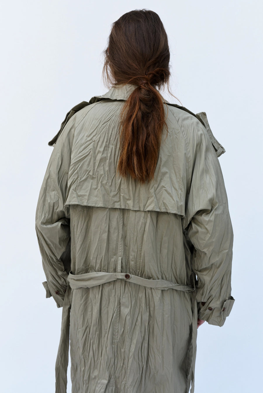 Wrinkle Raglan Trench Coat - Khaki