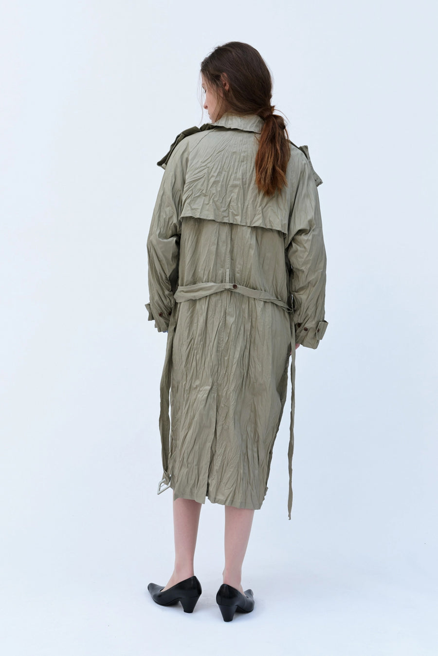 Wrinkle Raglan Trench Coat - Khaki