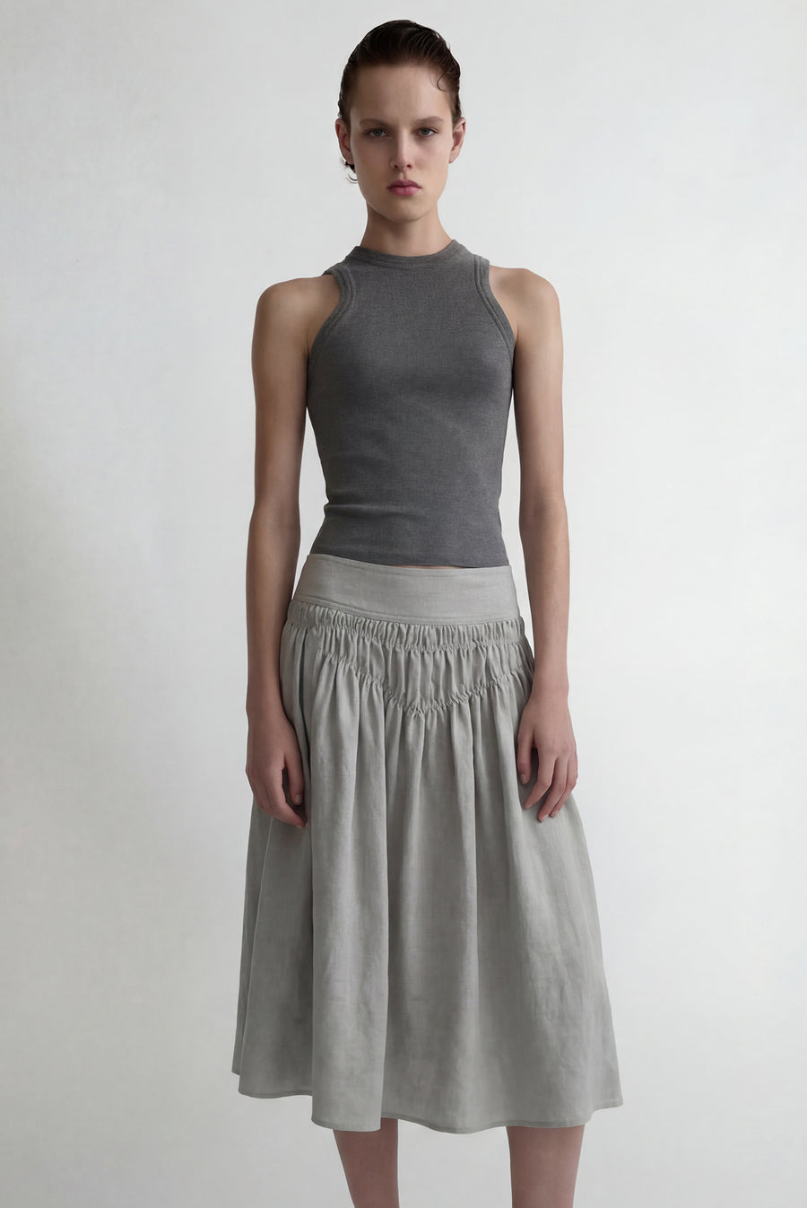 Midi Skirt With Smocking Detail