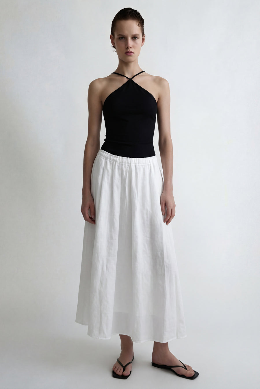 High-Waisted A-Line Skirt - White