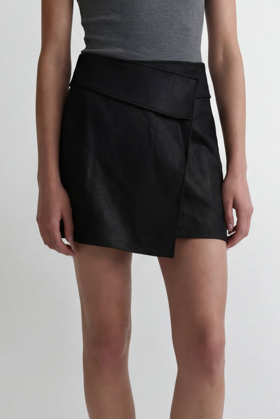 Foldover Mini Skirt - Black