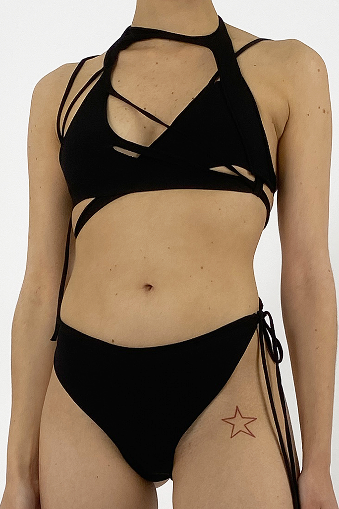 Ottolinger - Knit Strappy Bikini Top - Black
