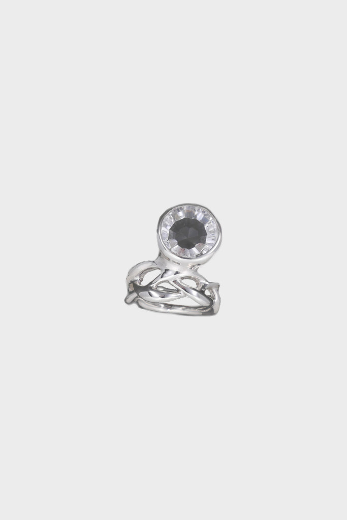 Isabella Etou - Modern Braided Round White Quartz Crush Ring