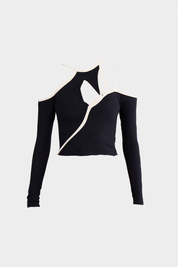 Ottolinger - Knitted Strappy Long Sleeve Top - Black