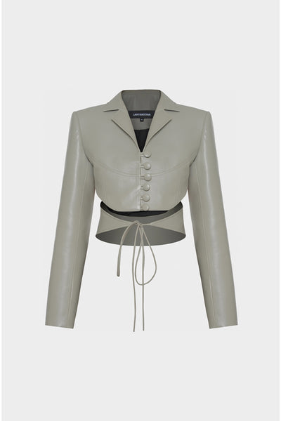 Lado Bokuchava - Cropped Wrap Blazer - Grey – Simonett