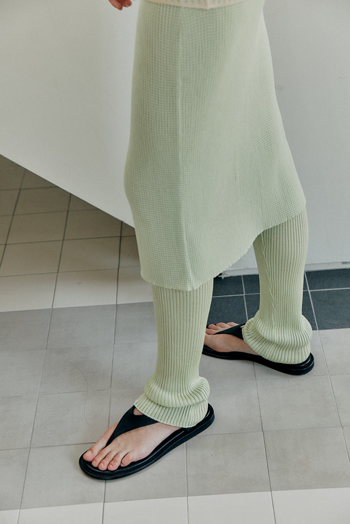Low Classic - - Simonett Green Transparent Rib Yarn Knit Leggings Light –