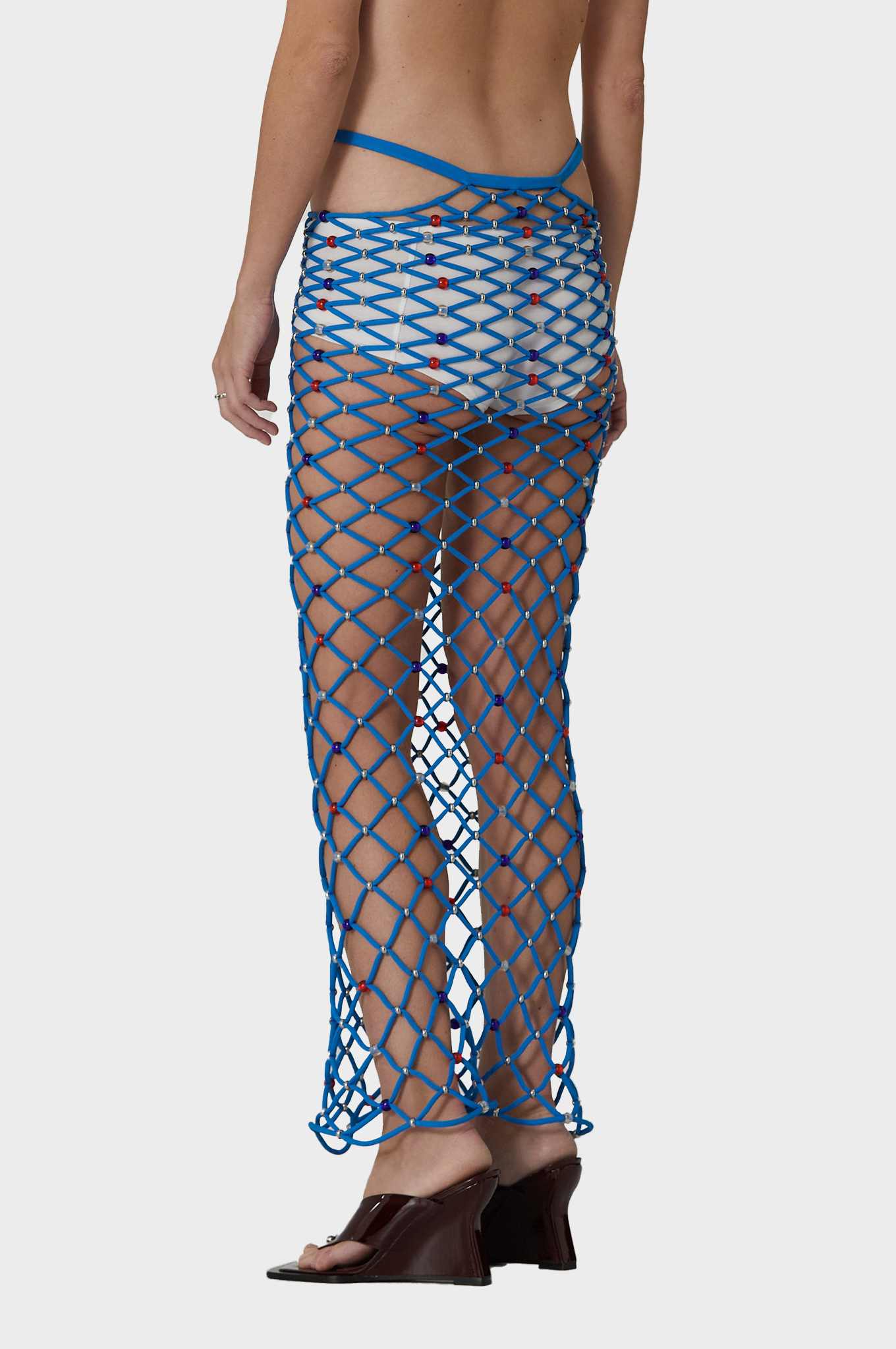 Paris Georgia Glass Beaded Net Skirt Blue S
