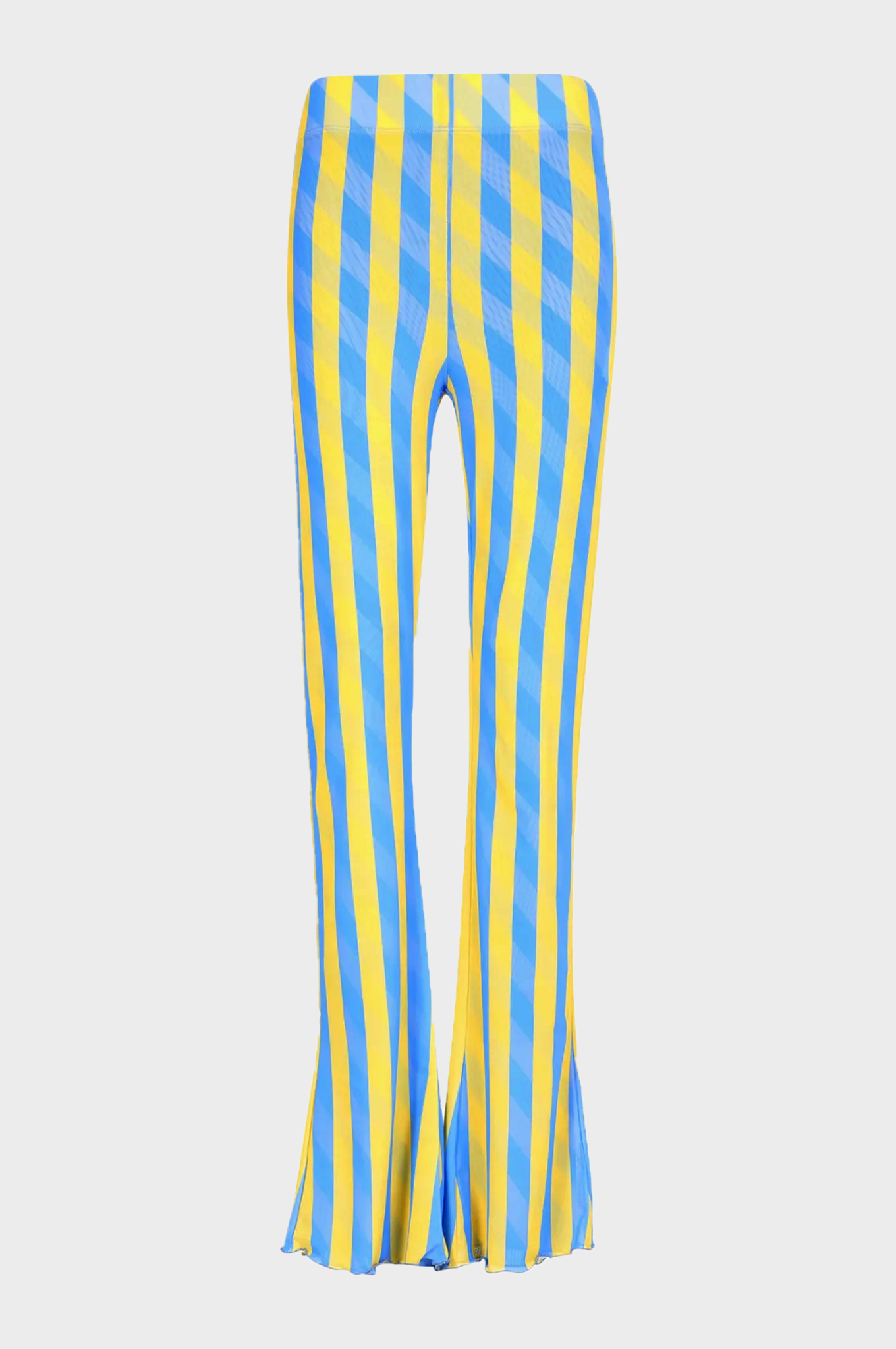 White and yellow striped pants deals