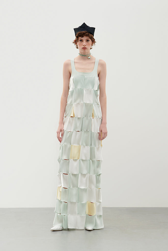 Bevza - Sleeveless Square Textured Maxi Dress - Multi