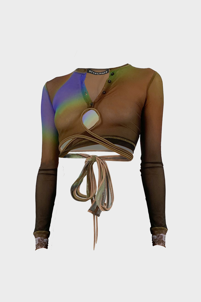 Ottolinger - Knitted Mesh Wrap Loop Top - Fade