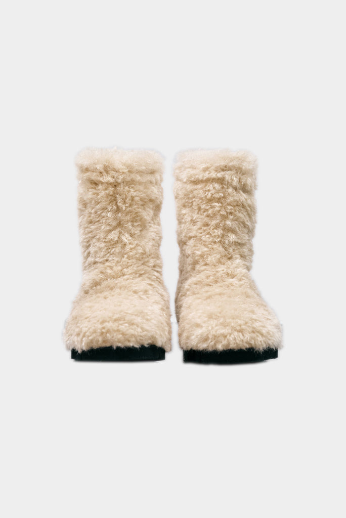 Low Furry Boots - Beige
