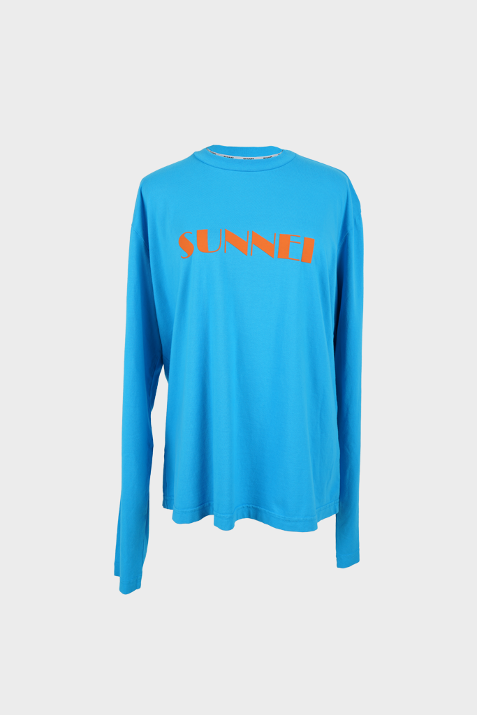 Sunnei - Big Logo Orange Classic Longsleeve - Azure – Simonett | Rundhalsshirts