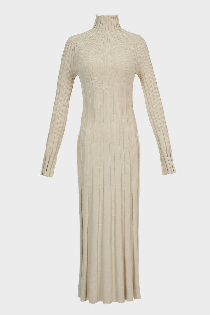 beige long sleeve knit dress Sweaterdress| Comfy Mood Beige Mini Sweater Dress - Neutral