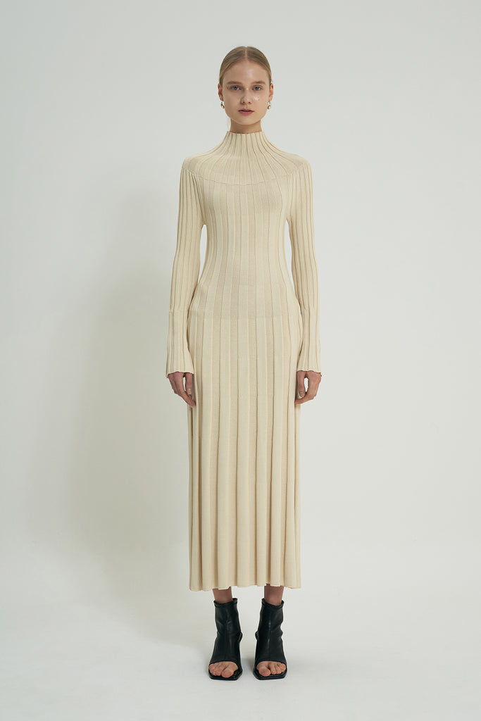 Line Knit Dress - Beige – Simonett